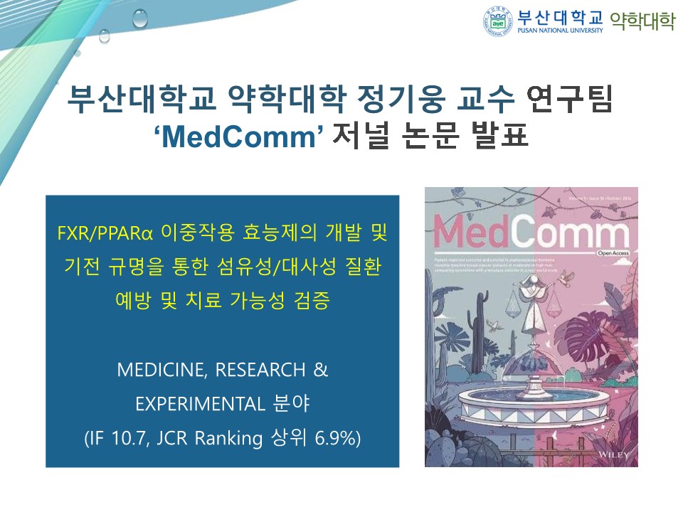 [연구성과] 약학과 정기웅 교수 연구팀  ‘MedComm’ 저널 논문 발표